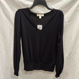 Michael Kors Black V-Neck Long Sleeve